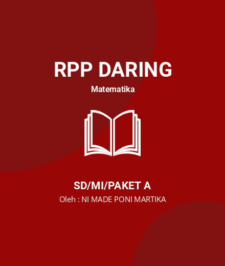 Unduh RPP Daring Matematika Kelas 5 (Kecepatan) - RPP Daring Matematika Kelas 5 SD/MI/Paket A Tahun 2024 Oleh NI MADE PONI MARTIKA (#113400)